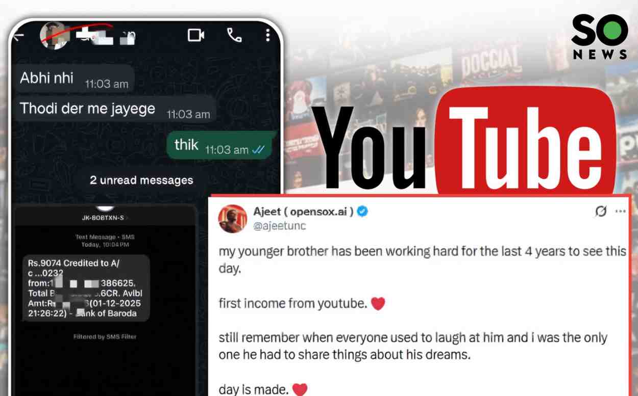 Delhi Founder Celebrates Brother’s First ₹9,000 From YouTube After 4 Years of Hard Work